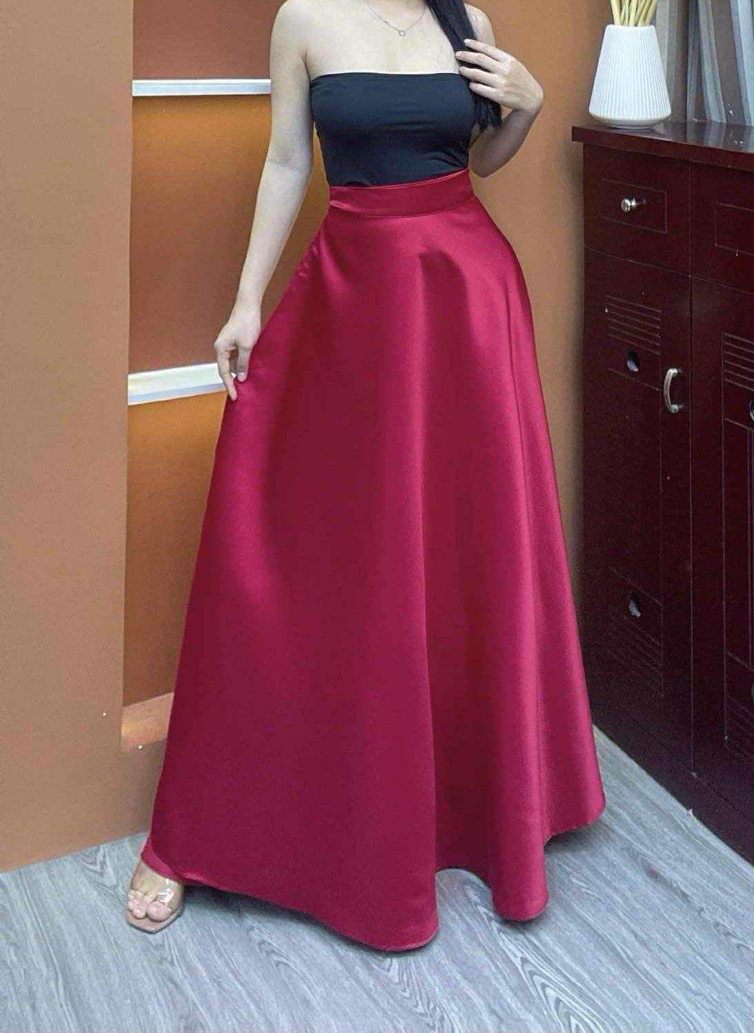 High-Waisted Satin Maxi Skirt – Formal Evening Wear