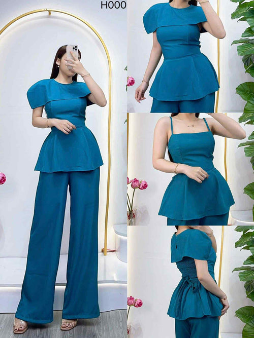 Elegant Peplum Pants Set – H000