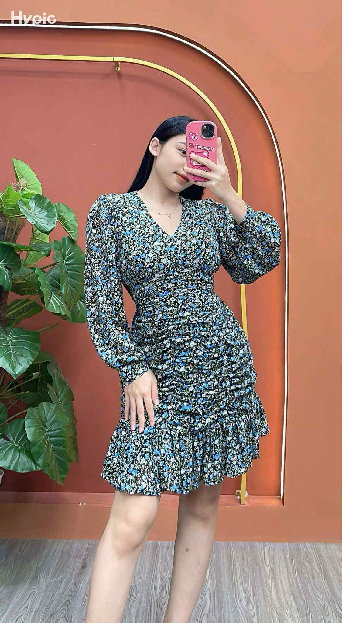 Skyline Ruffle Ruched Dress – Long Sleeve Elegance